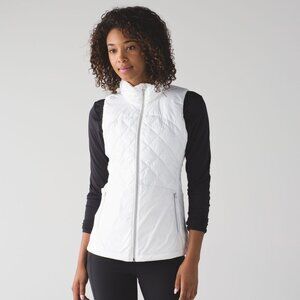 Lululemon Women's White Down For A Run Slim Full-Zip Puffer Vest Size 4